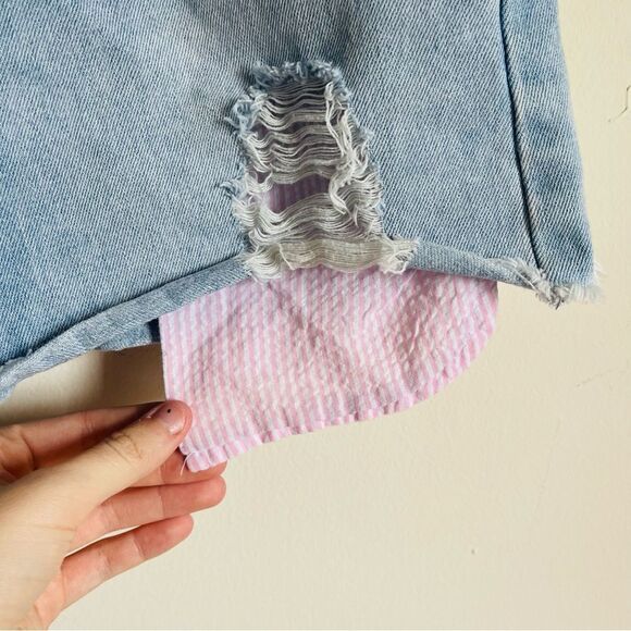 Habitual Kids Girls' Distressed Exposed Pocket Denim Short 16 - Picture 5 of 8